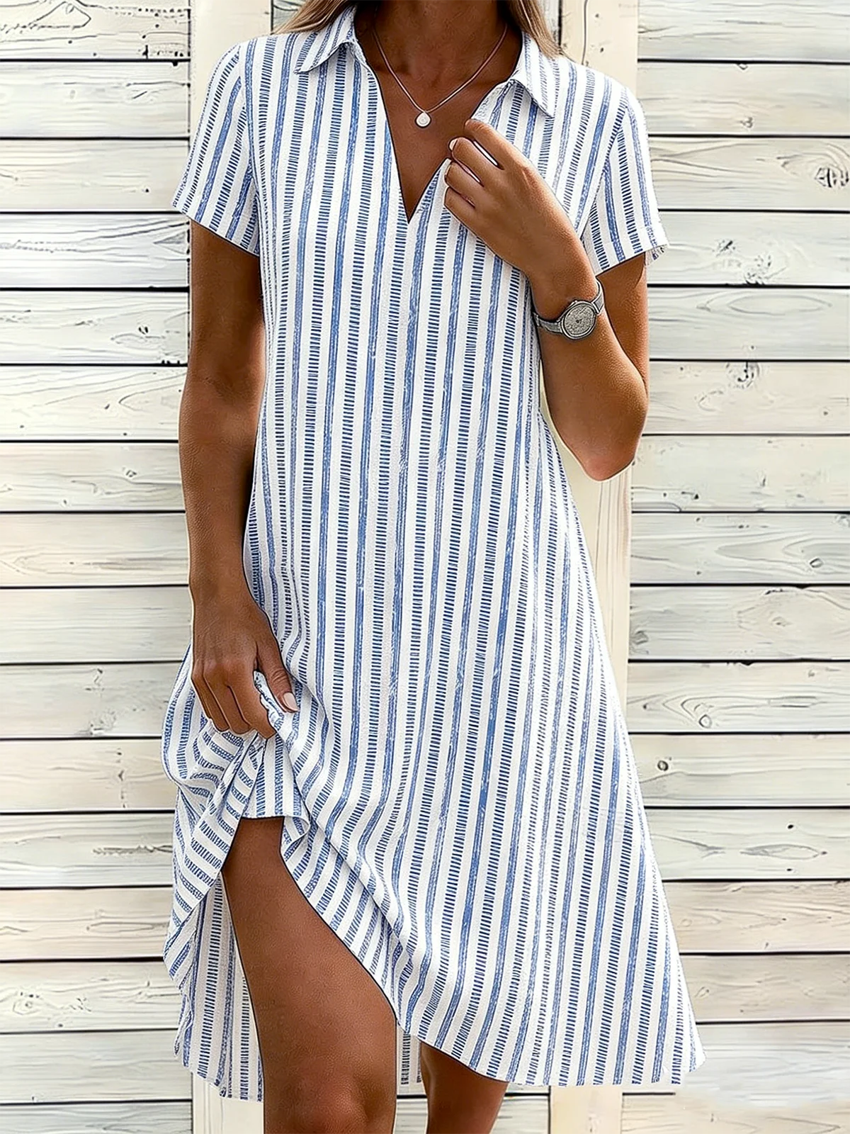 Elegant Loose Shirt Dress With No