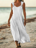 Casual Plain V Neck Midi Dress