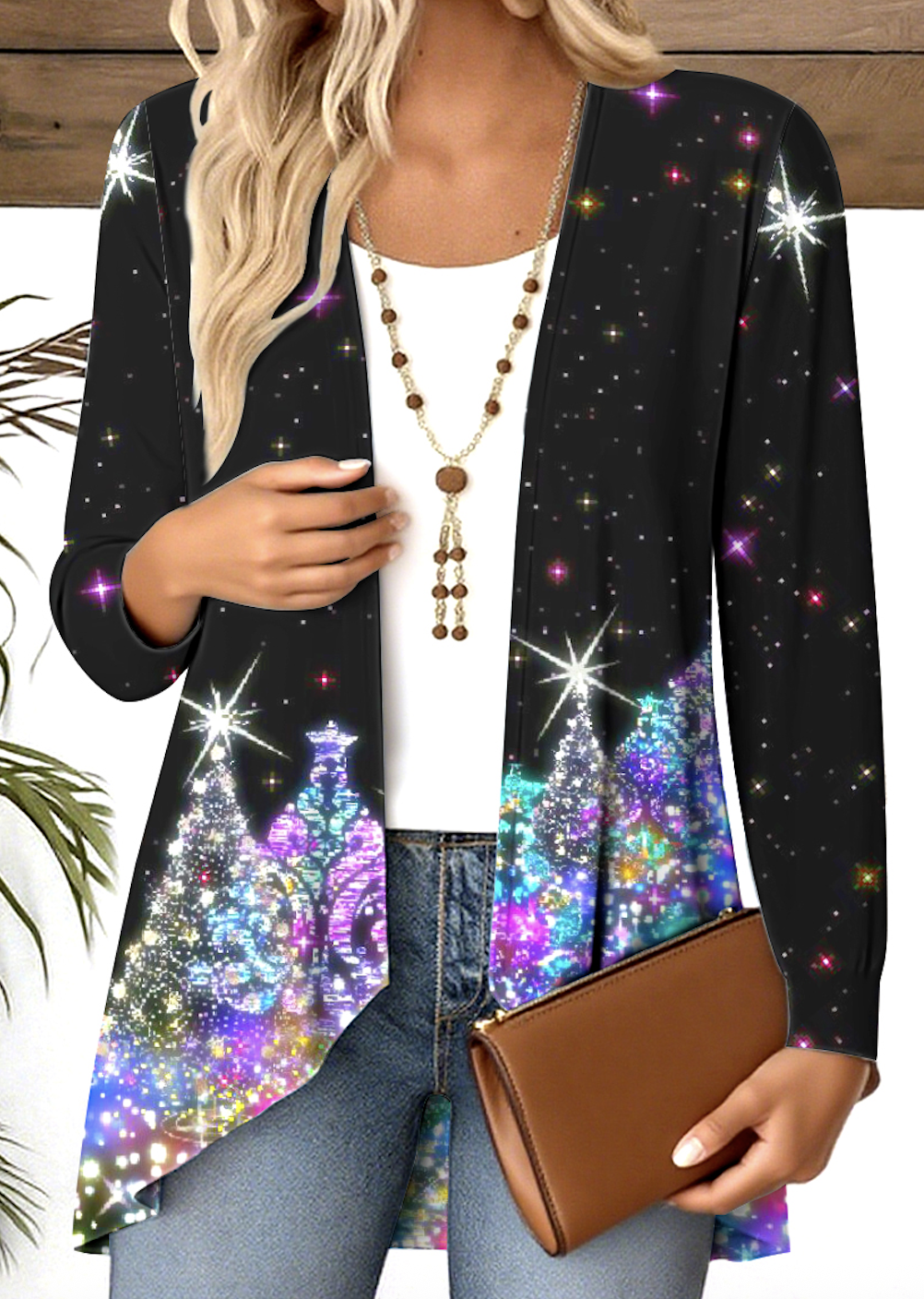 V Neck Casual Regular Fit Christmas Blouse