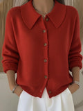 Simple Shawl Collar Loose Plain Cardigan