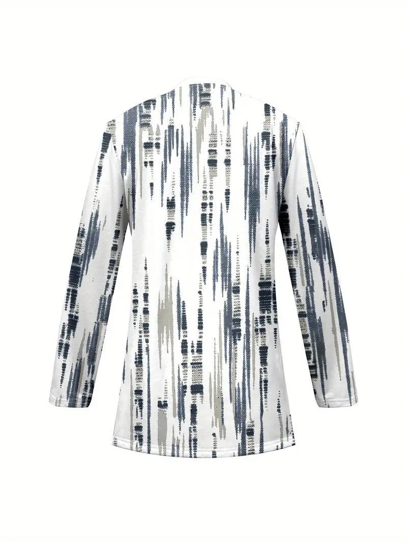 Women's Elegant Lightweight Cardigan Striped Print Long Sleeve Jacket