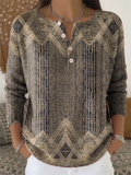 Vintage Loose Gradient Pattern Knit Top