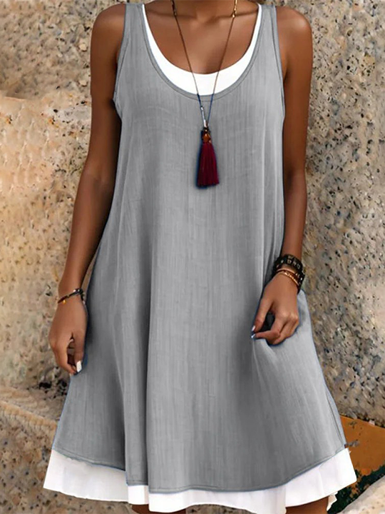 Women's Loose Casual Round Neck Vest Dress