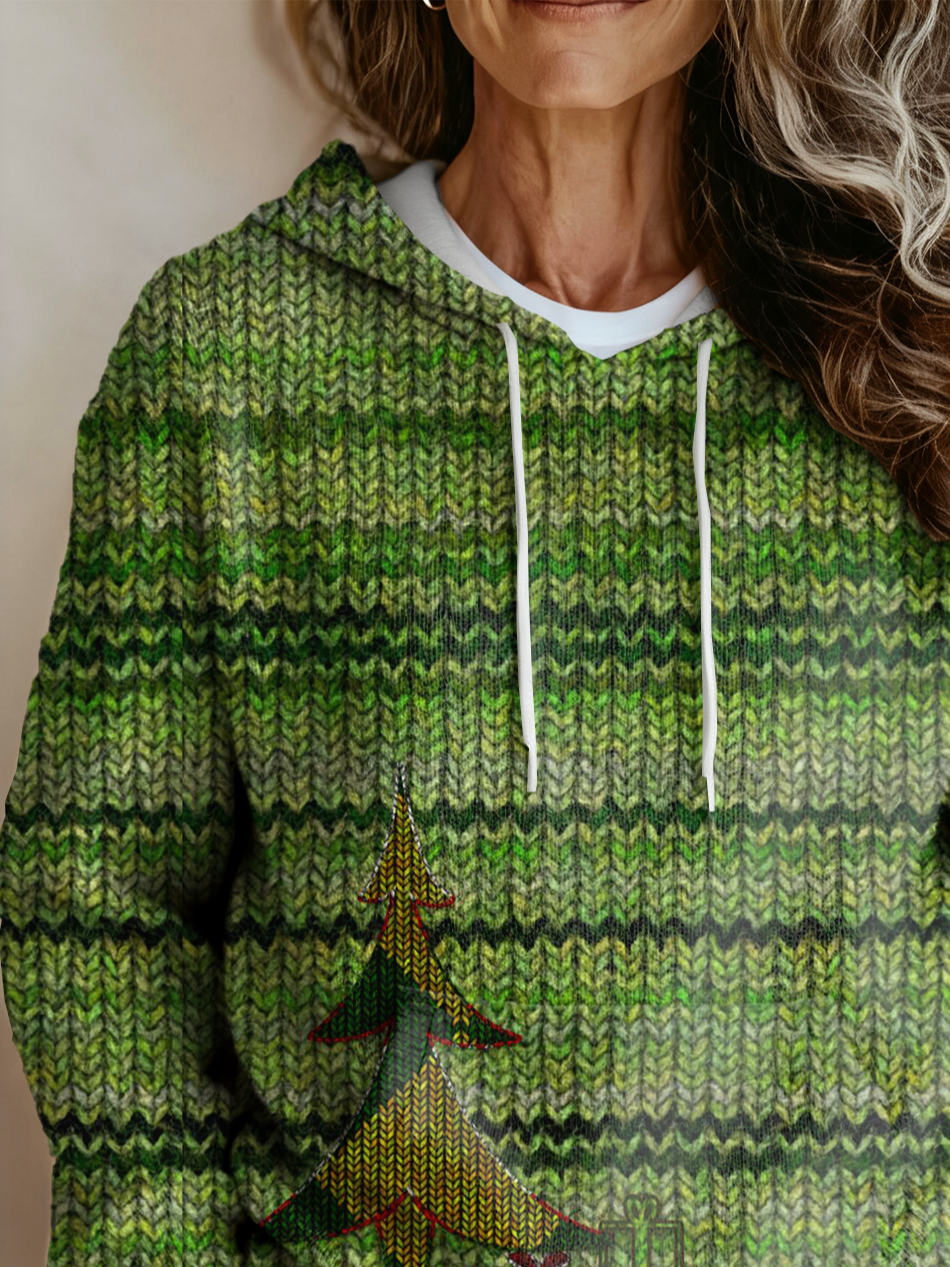 Hoodie Ethnic Loose Gradient Pattern Sweater