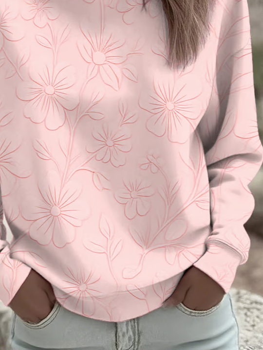Loose Floral Casual Sweatshirt