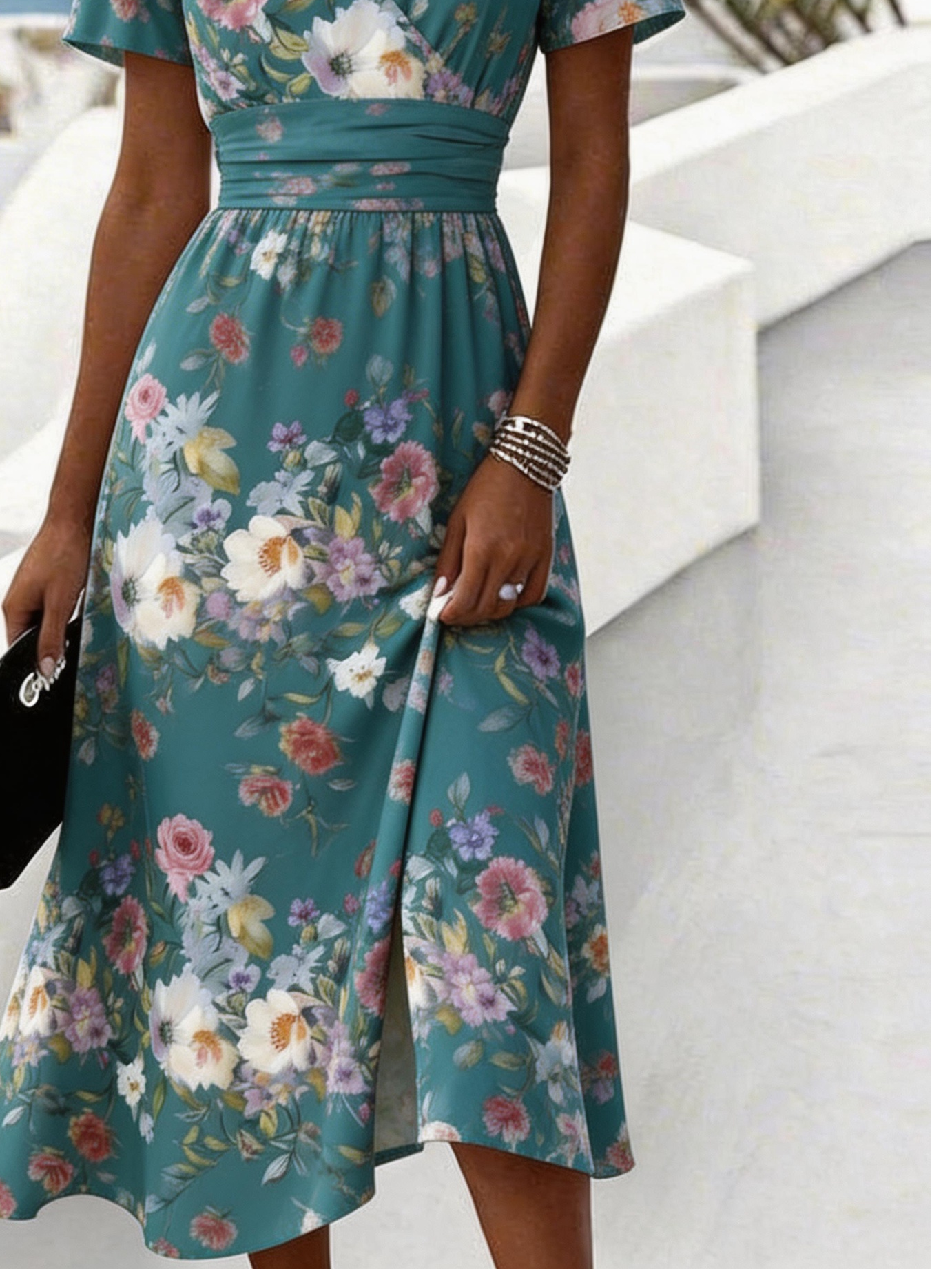Regular Fit Elegant Floral Dress With No