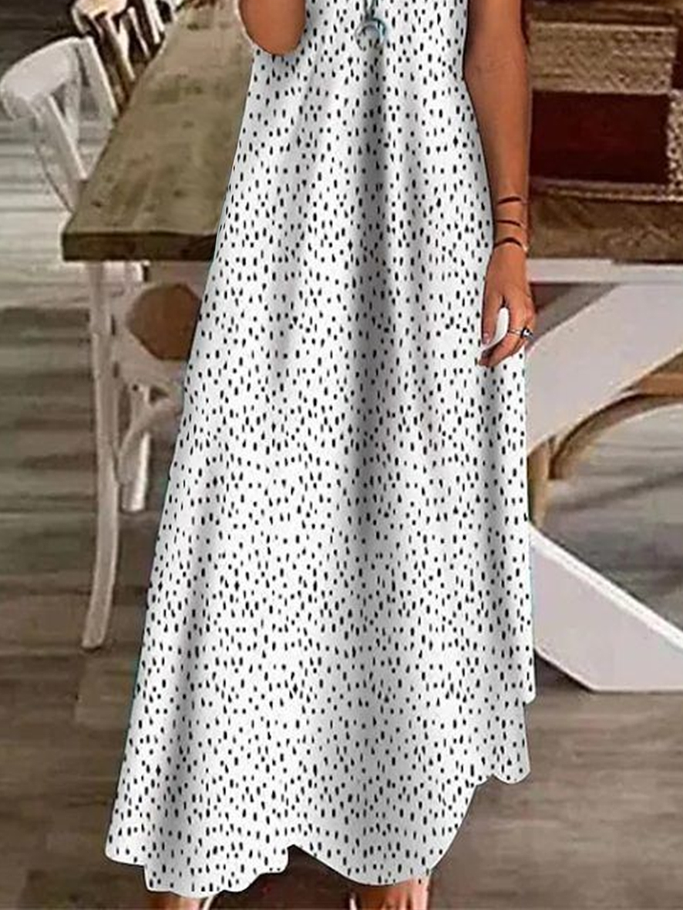 Women's Polka Dot Printed Casual V-Neck Short Sleeve Dress