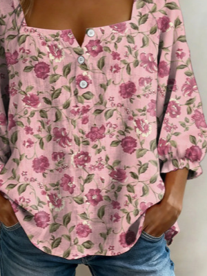 Floral Others Elegant Loose Shirt