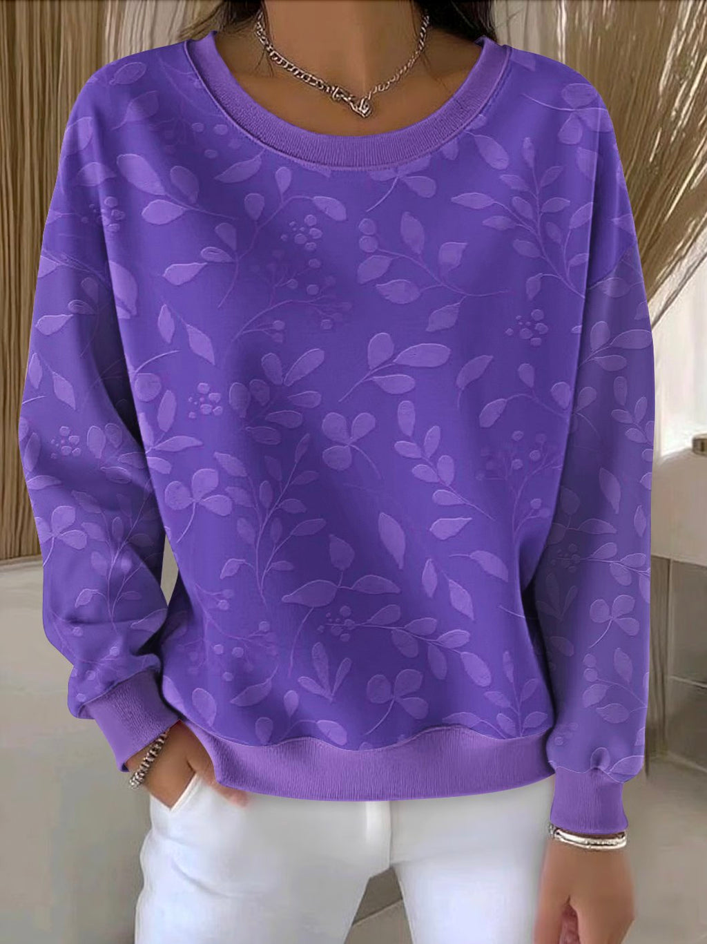 Casual Cotton Crew Neck Sweatshirt
