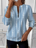 Women's Retro Polka Dot Design Everyday Long Sleeve Center Front Zip Sweatshirt