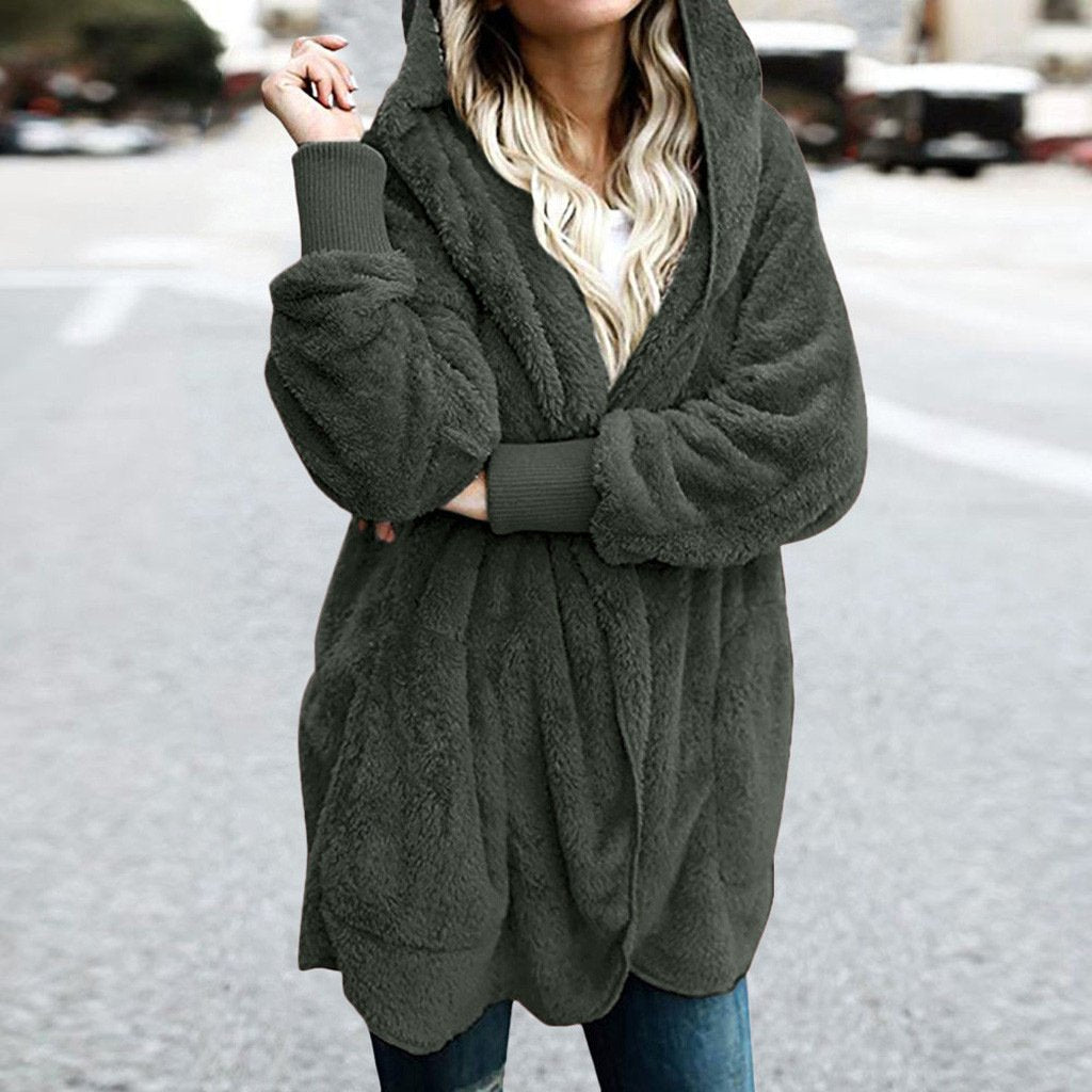 Plain Hoodie Casual Loose Leather & Faux Leather