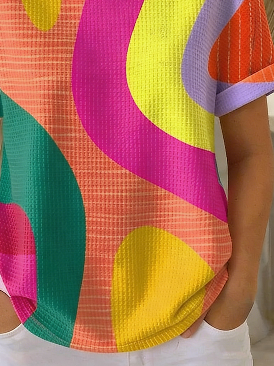 Loose Casual Others Geometric T-Shirt