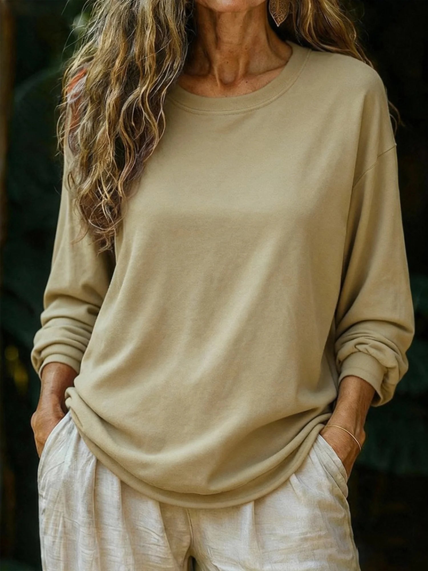 Casual Plain Crew Neck T-shirt