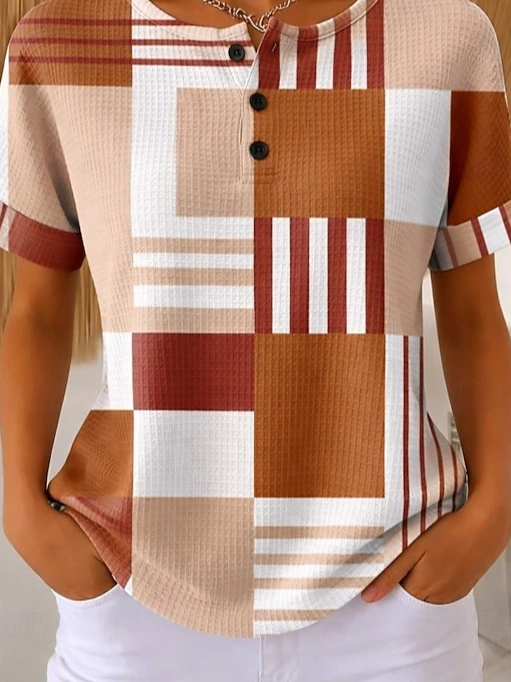 Geometric Loose Casual Others T-Shirt