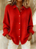 Women's Retro Print Casual Collar Button Cardigan