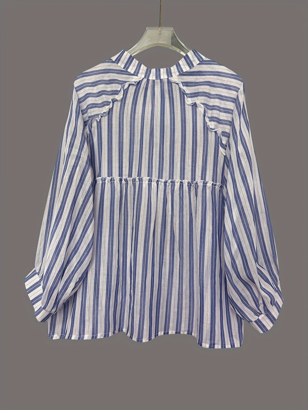 Linen Blend Balloon Sleeve Loose Others Casual Shirt