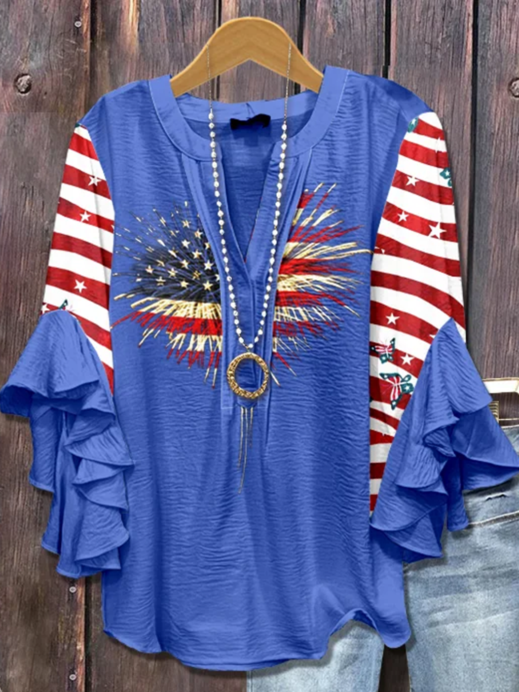 Simple V Neck Cotton Blouse