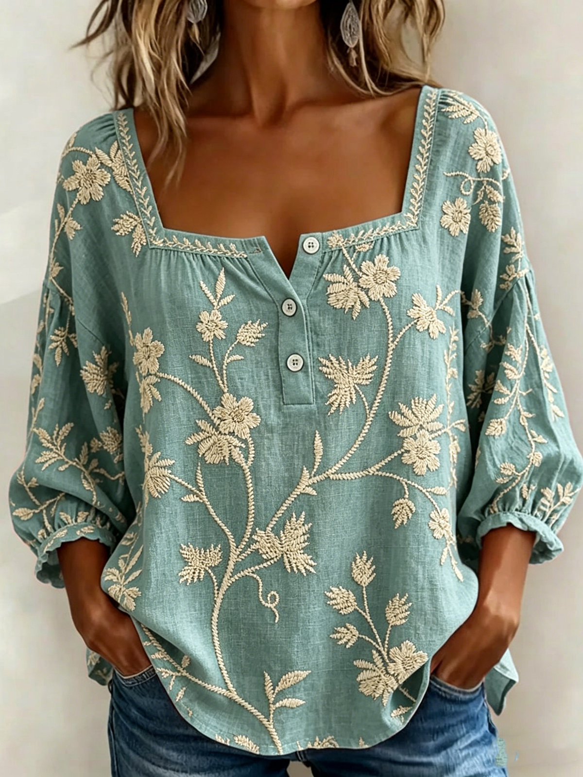 Loose Others Floral Elegant Shirt