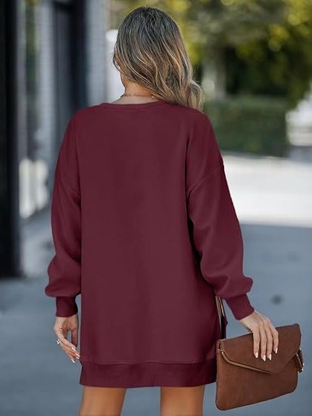 Crew Neck Split Joint Plain Lady Romance Sweatshirt