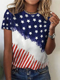 Women's Short Sleeve T-shirt Summer As Picture America Flag Printing Jersey Crew Neck Daily Going Out Casual Top