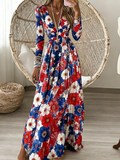 Casual Floral V Neck Dress With No