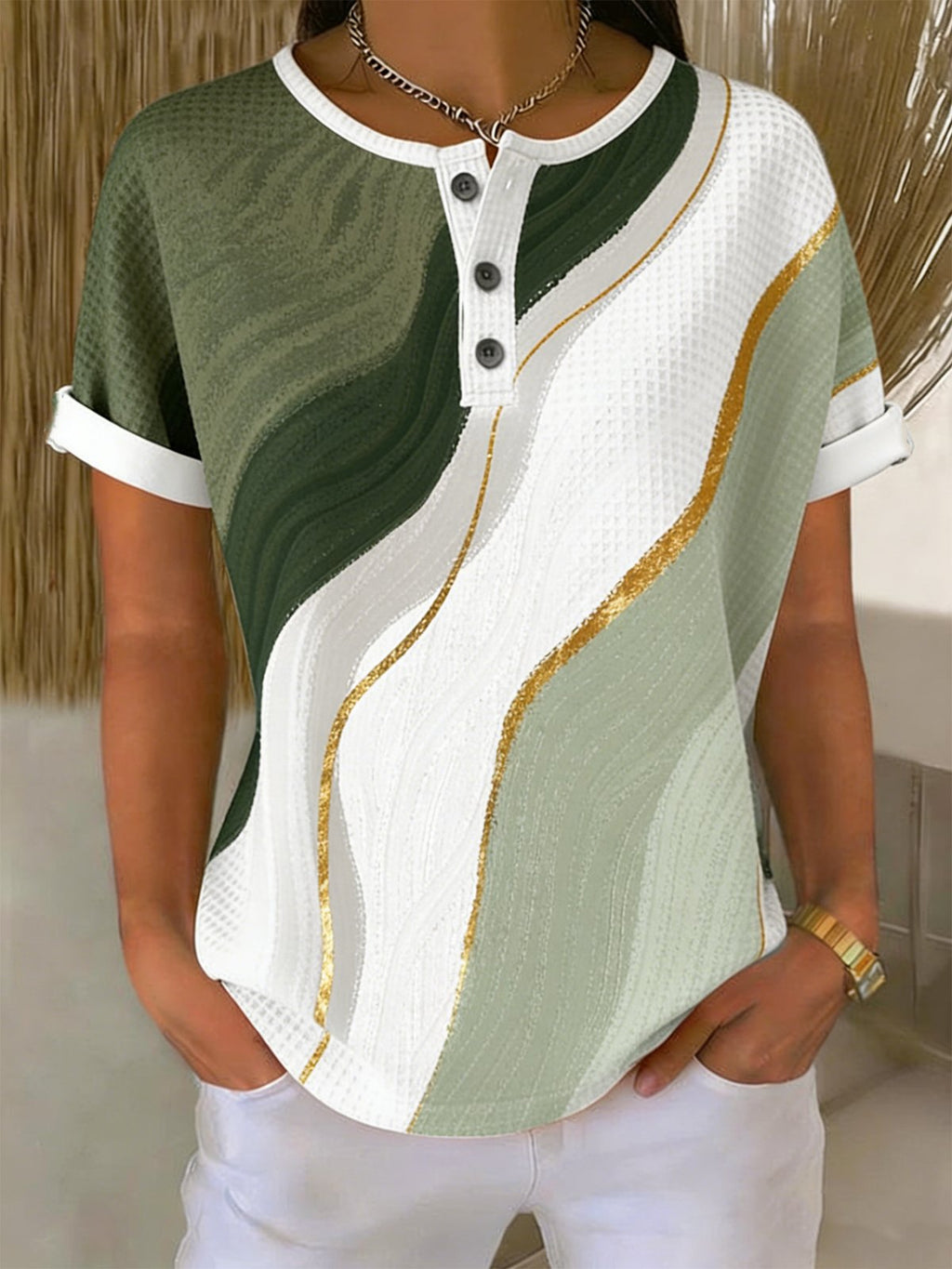 Loose Vintage Others Geometric T-Shirt