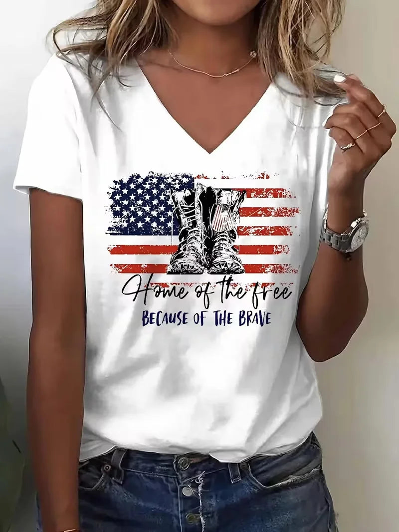Women's Short Sleeve T-shirt Summer White Text Letters Jersey V Neck Holiday Going Out Casual Top