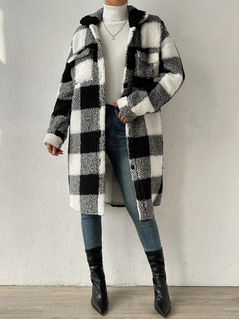 Lady Romance Buckle Coral Velvet Shawl Collar Coat