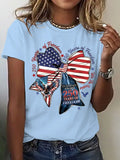 Casual Crew Neck Text Letters Regular Fit T-Shirt