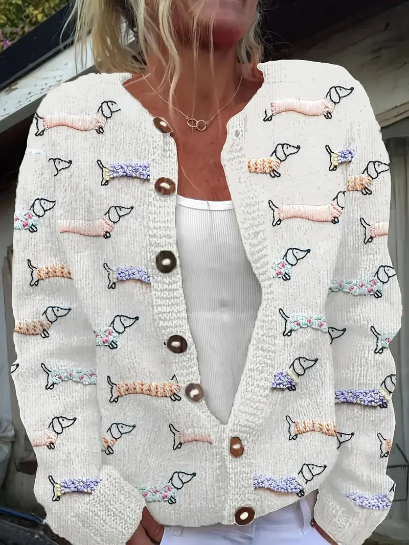 Crew Neck Knitted Vintage Loose Cardigan