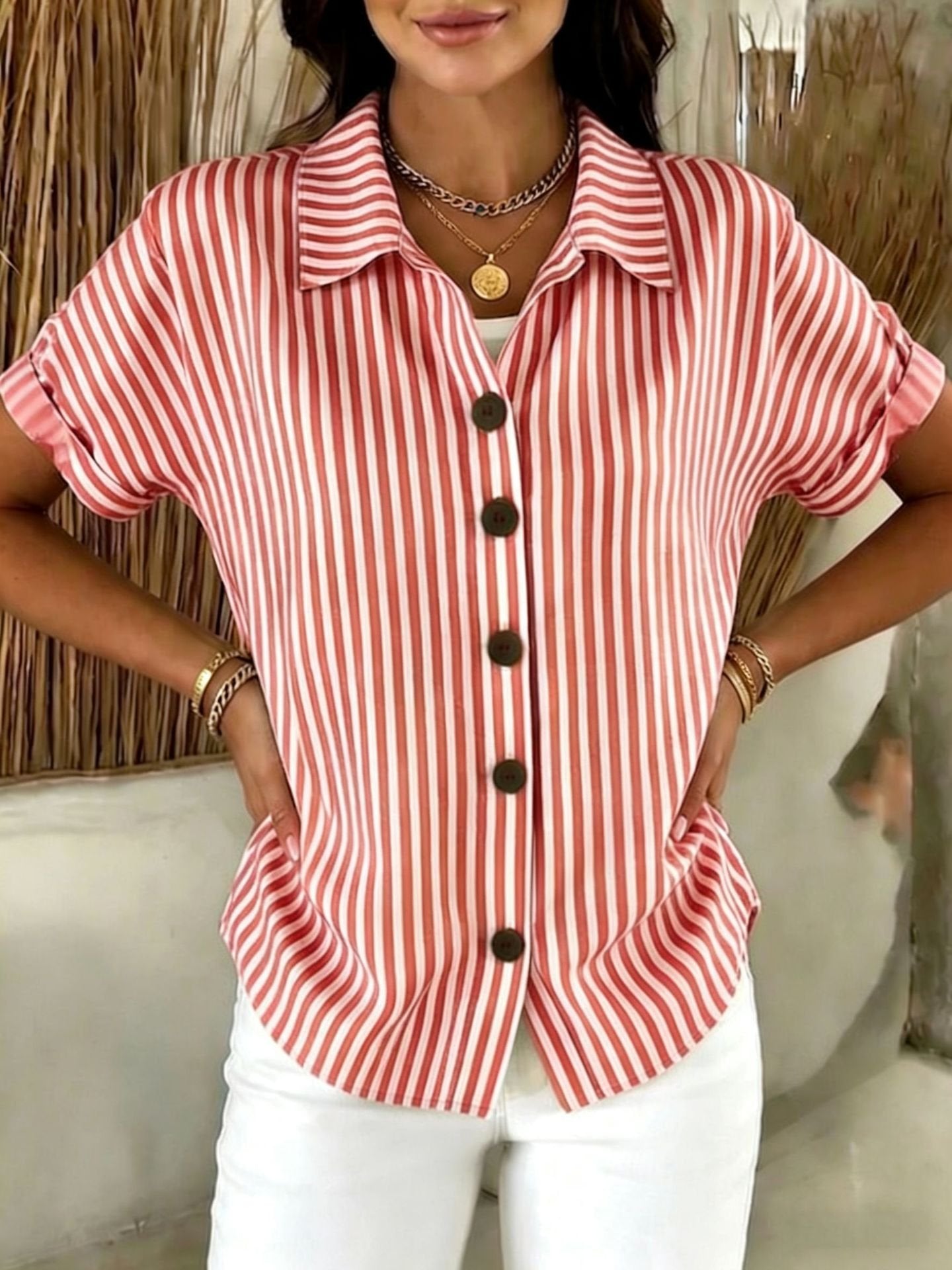 Vintage Loose Shawl Collar Shirt