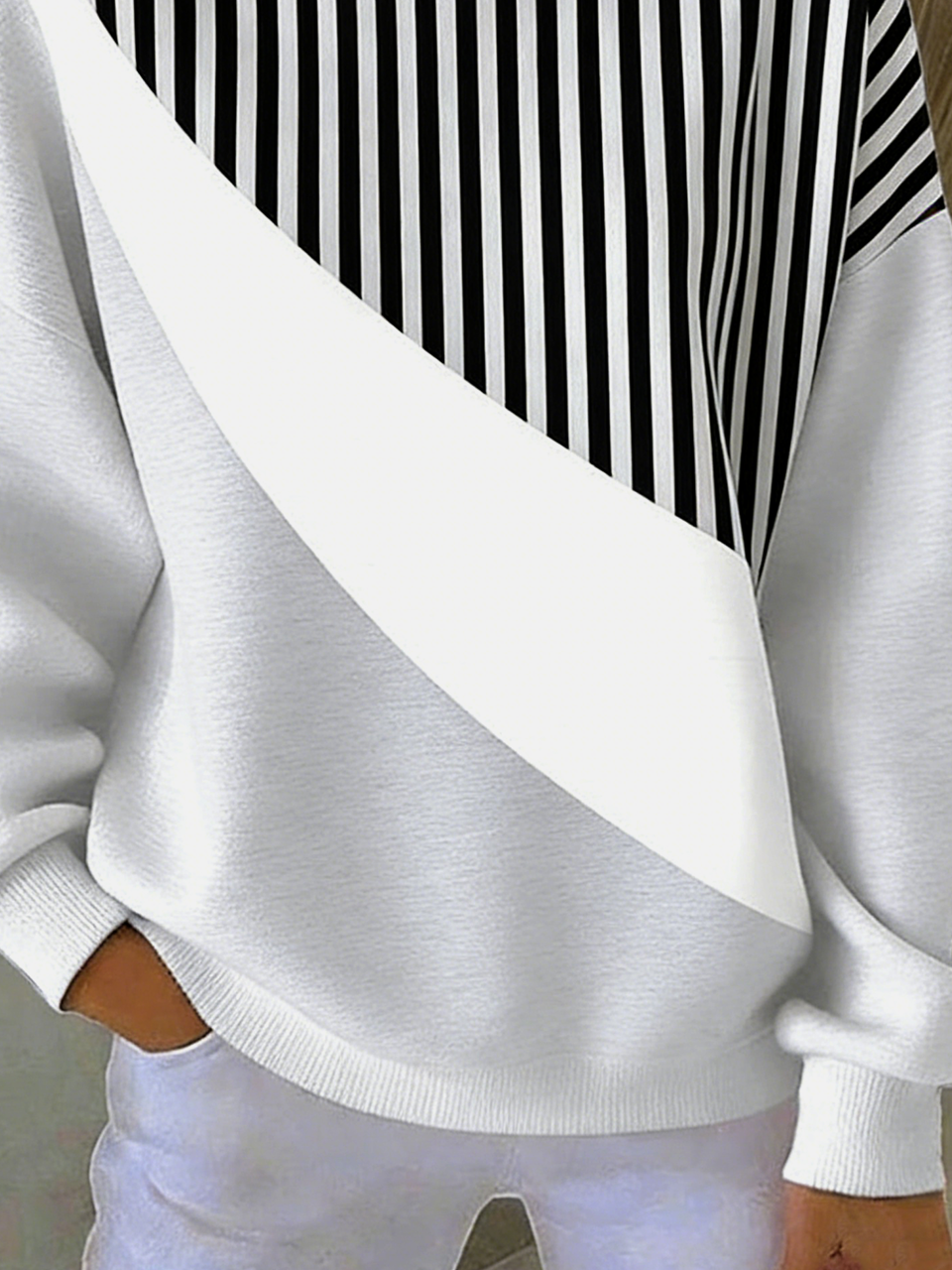 Geometric Crew Neck Loose Vintage Sweatshirt