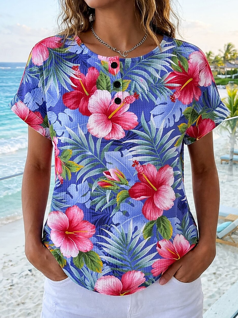 Floral Others Loose Casual T-Shirt