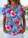 Floral Others Loose Casual T-Shirt