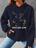 Never Walk Alone Paw Dog Flower Simple Loose Hoodie