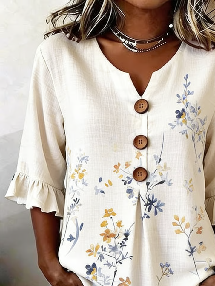 Women's Half Sleeve Blouse Summer Apricot Floral Printing V Neck Daily Going Out Vintage Top