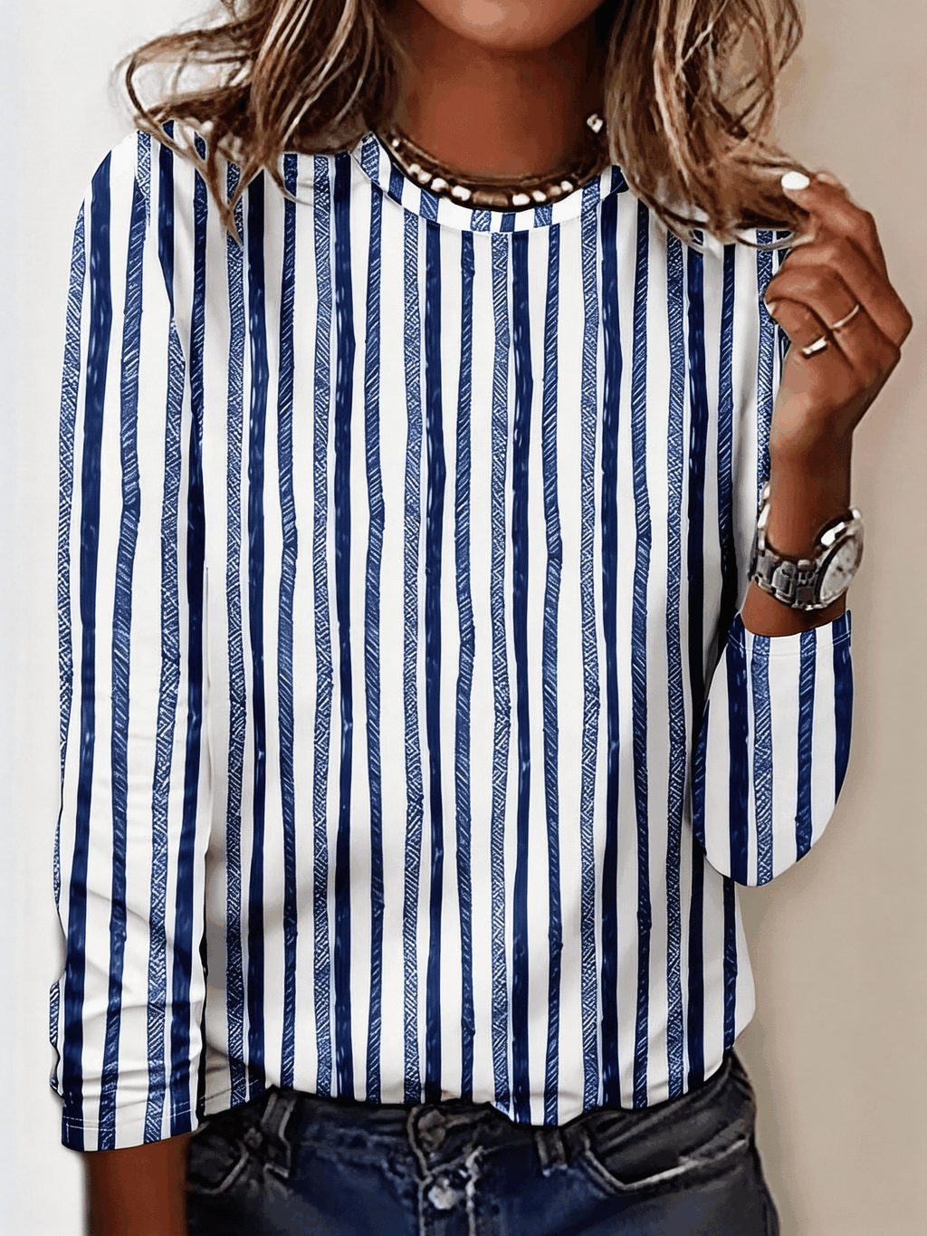 Geometric Crew Neck Loose Casual T-Shirt