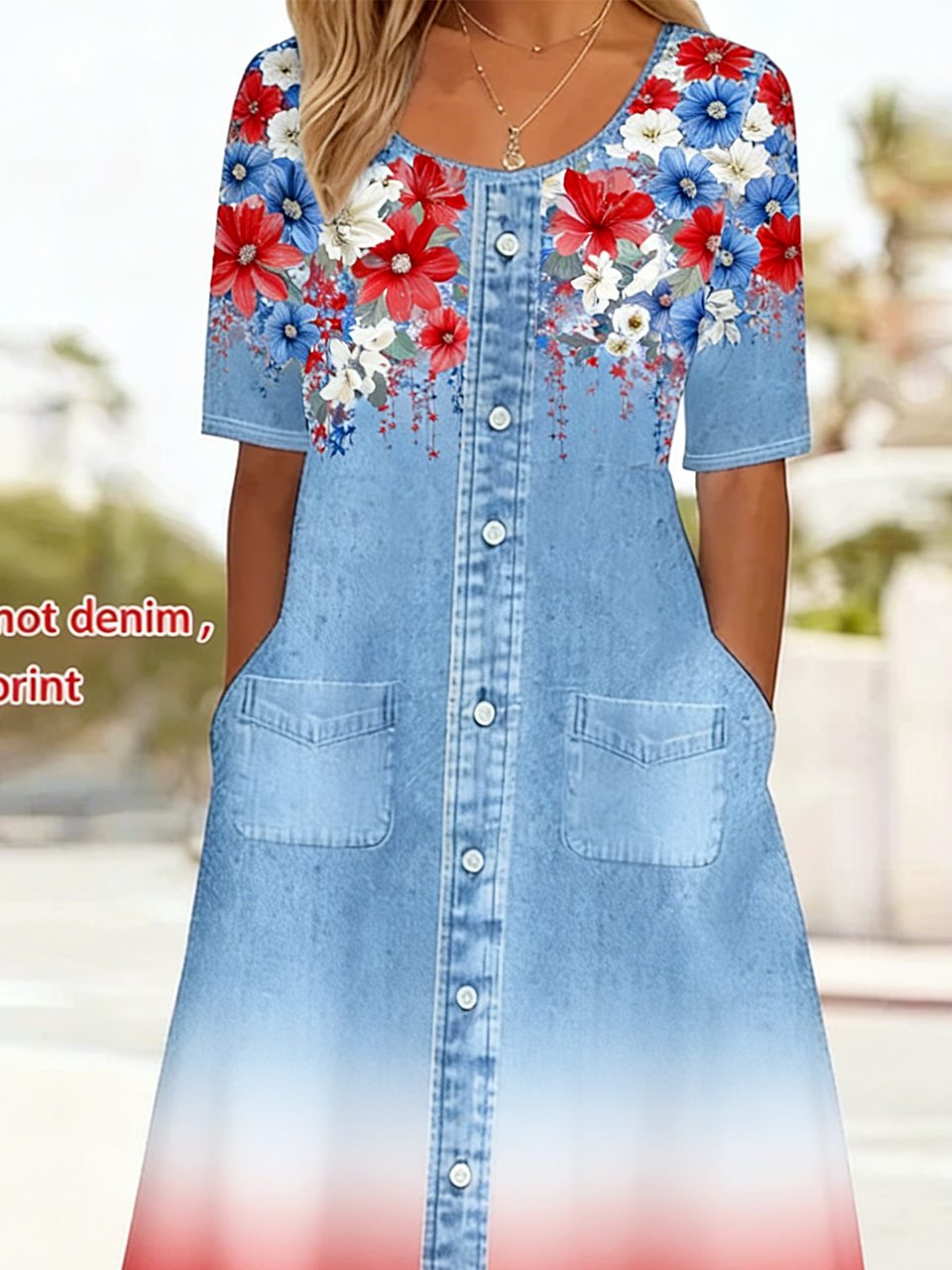 Loose Simple Gradient Pattern Dress With No
