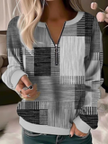 Crew Neck Zipper Casual Sweatshirt