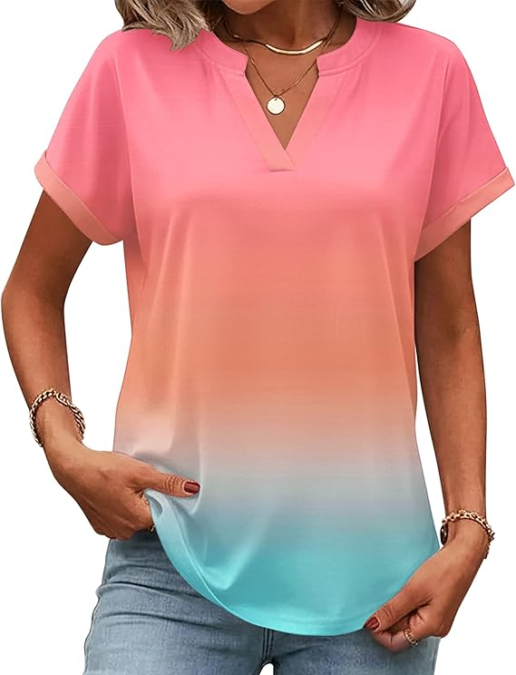 Elegant Linen Blend Gradient Pattern Loose Shirt