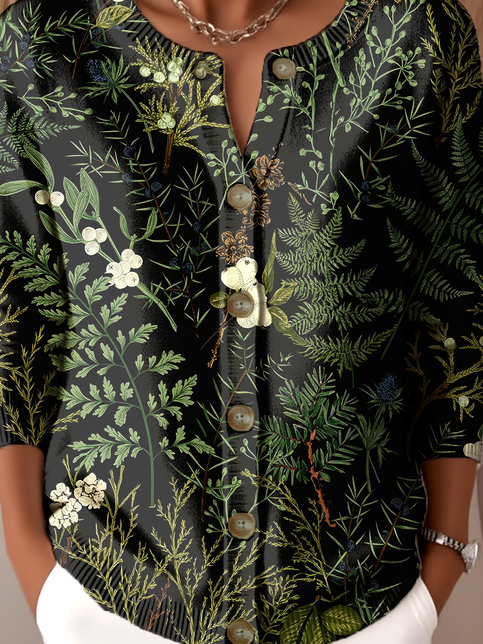 Crew Neck Floral Knitted Vintage Cardigan