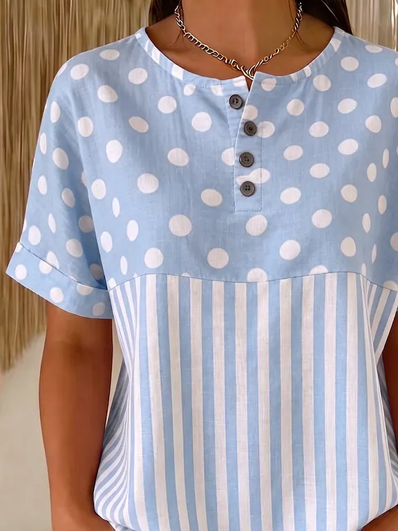 Loose Striped Casual Others T-Shirt