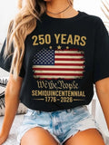 Letter Print Crew Neck Cotton Casual T-Shirt