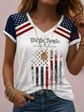 Gradient Pattern Casual Loose V Neck T-Shirt