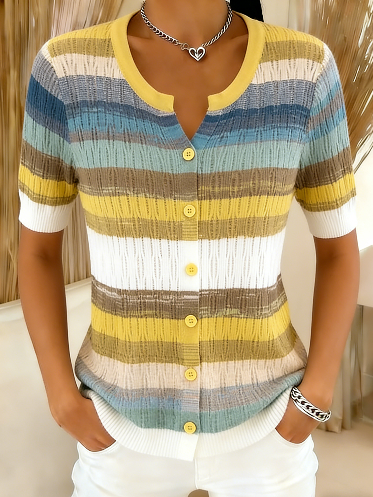 Casual Regular Fit Striped T-Shirt