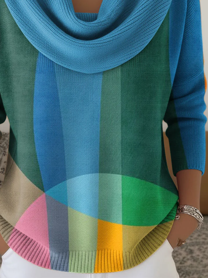 Printing Regular Fit Casual Cowl Neck Sweater