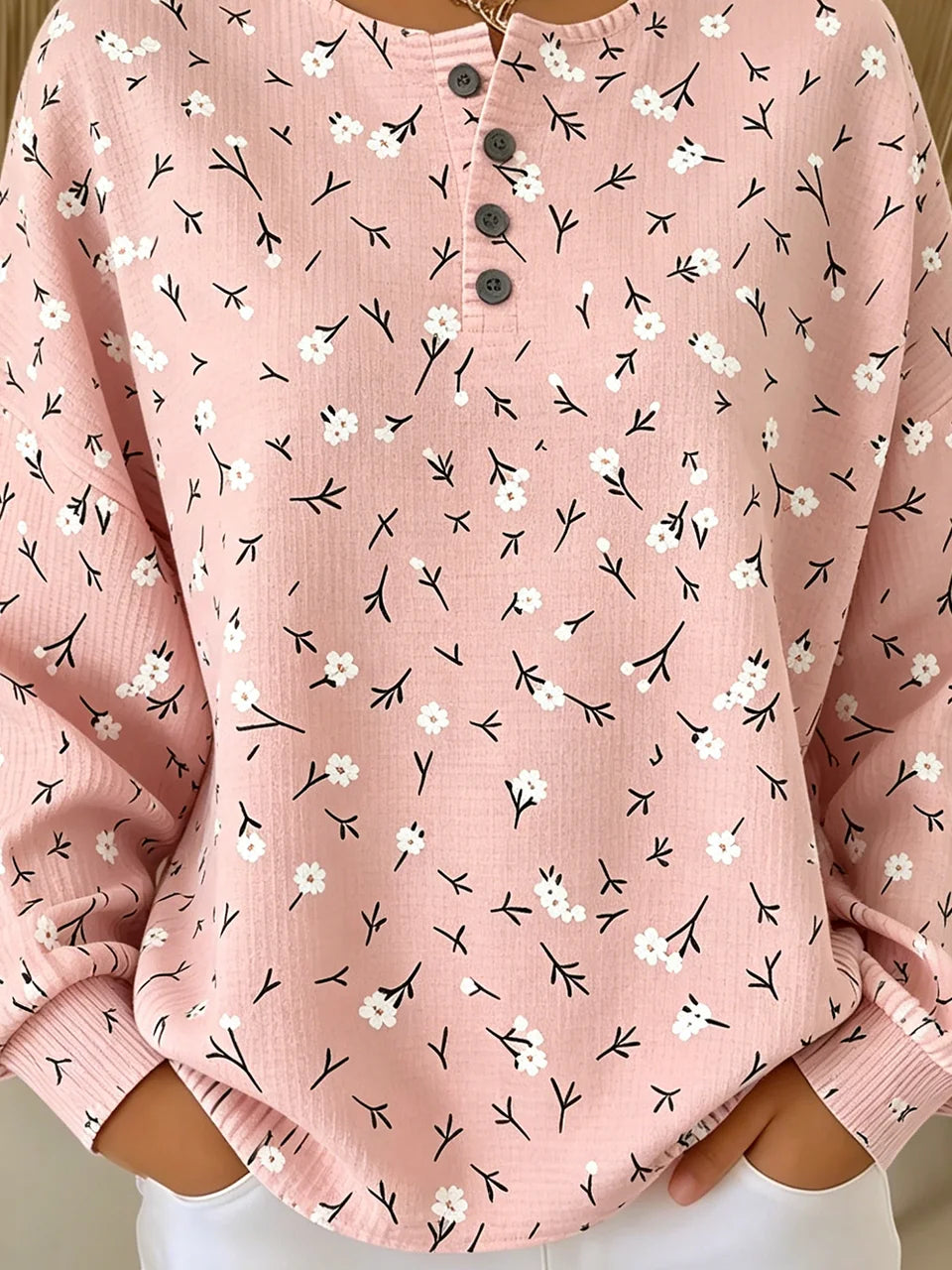 Floral Loose Casual Others Sweatshirt