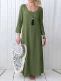 Casual Plain Crew Neck Maxi Dress