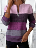 Loose Multicolor Block Casual Crew Neck Sweatshirt