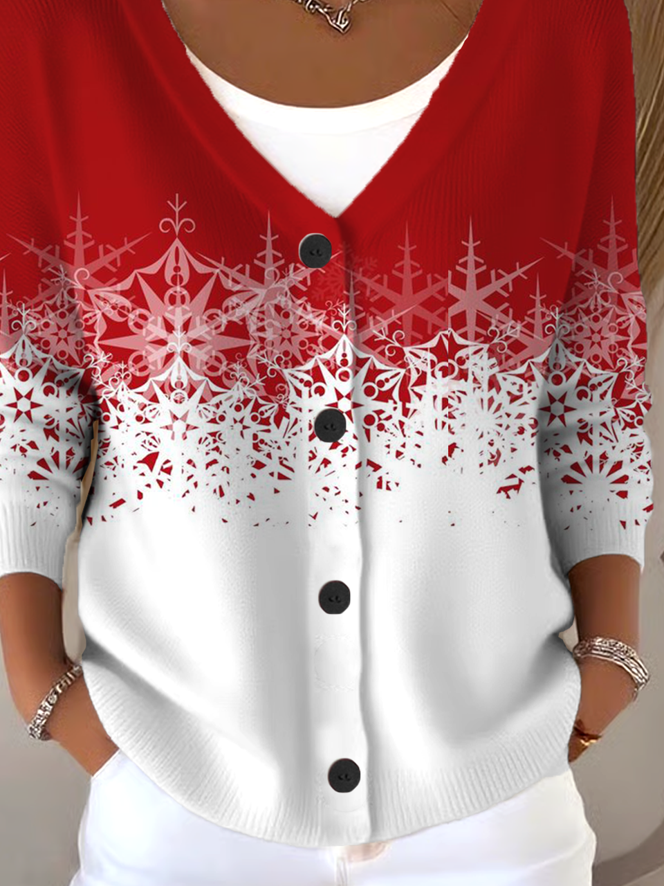 Loose Christmas V Neck Casual Cardigan